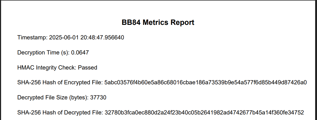 Decryption Metrics Report