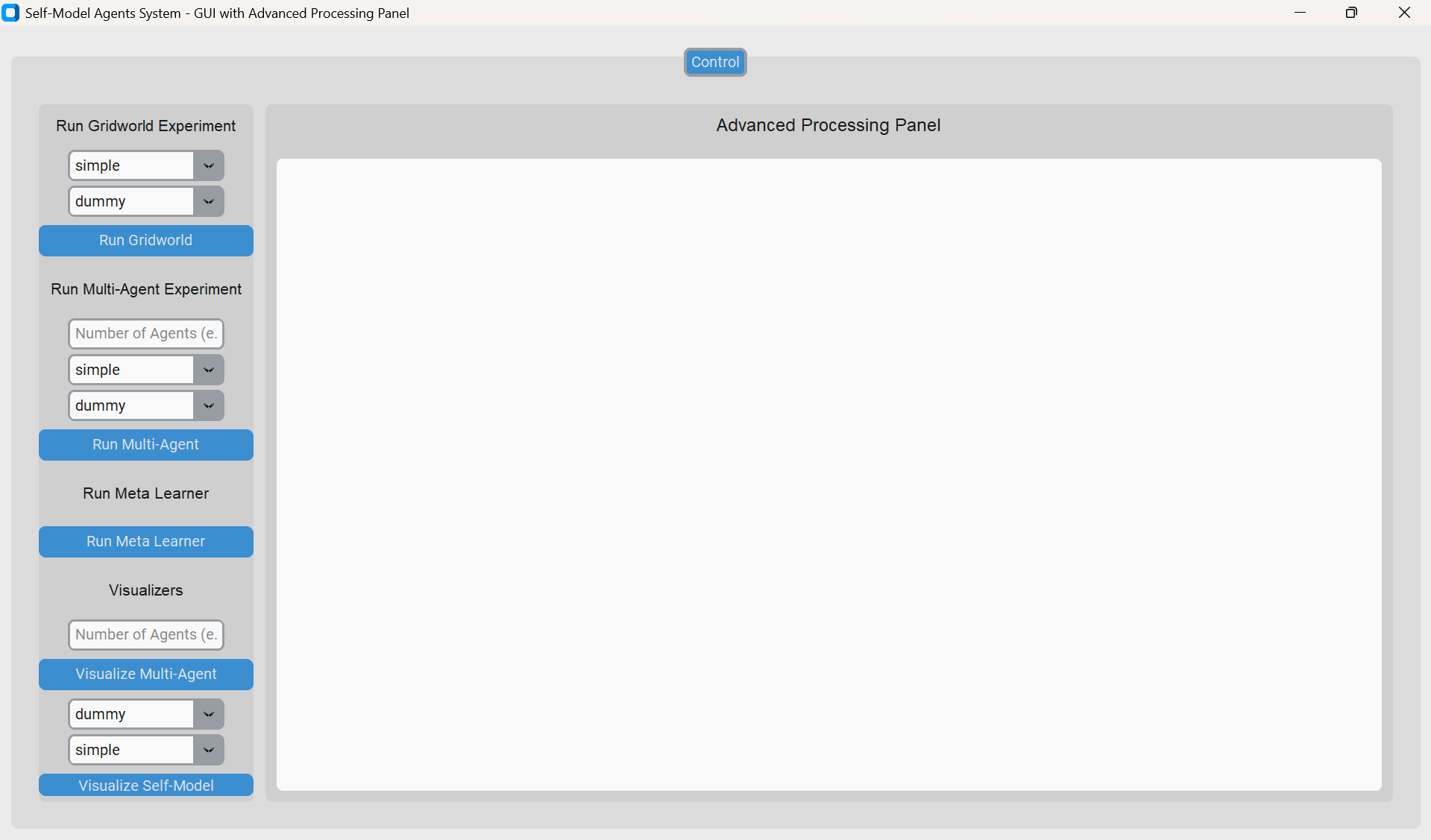 Graphical User Interface of the Self-Modeling Agent System